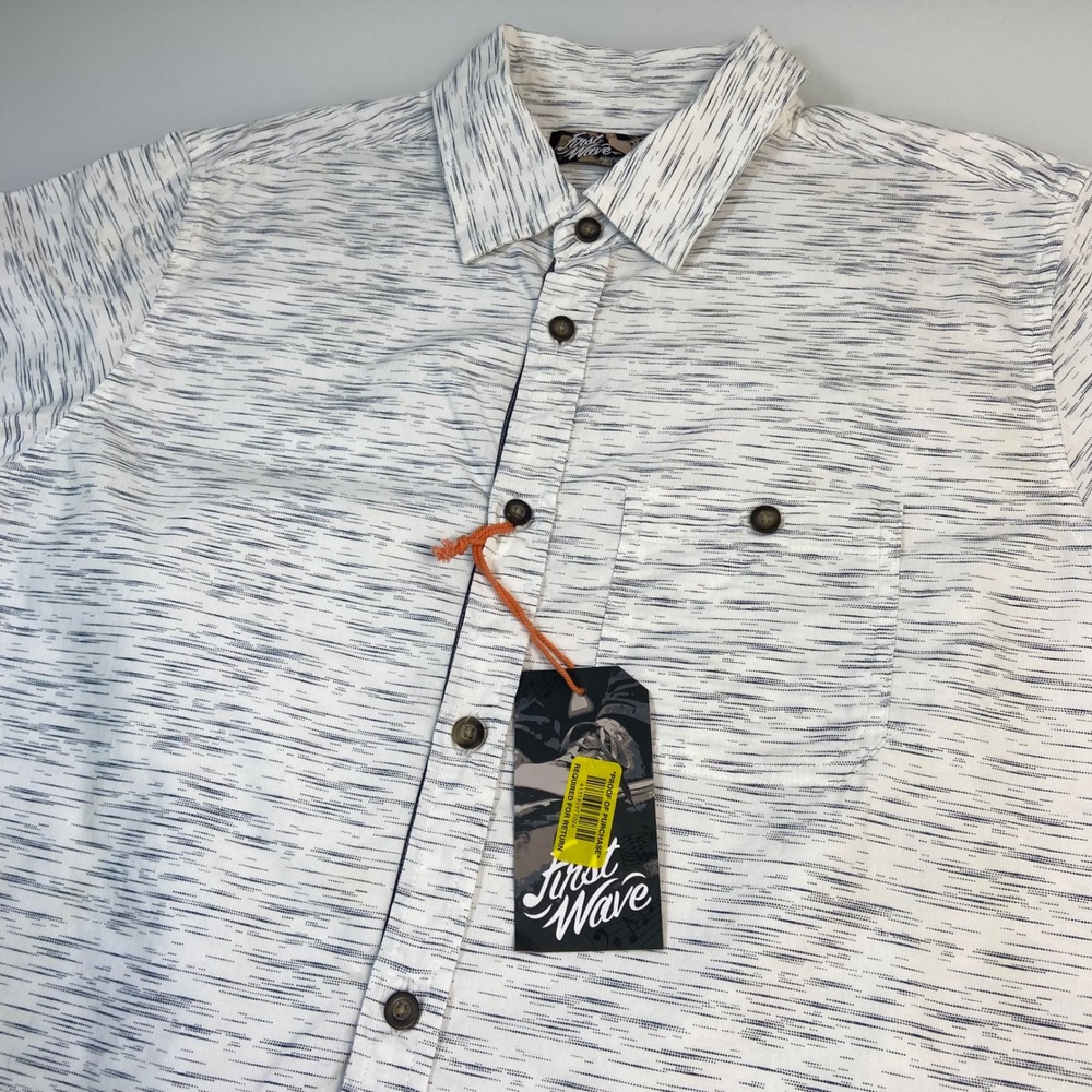 First Wave Boys Youth 18/20 Grey Space Dye Short Sleeve Button Front Shirt NEW